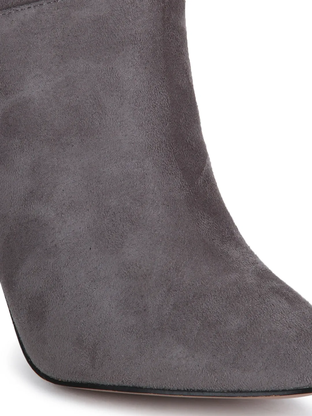 Dove Grey Micro Pointed Heel Long Boots