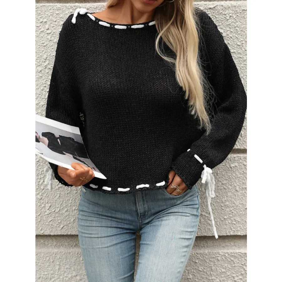 Dropped Shoulder Long Sleeve Sweater