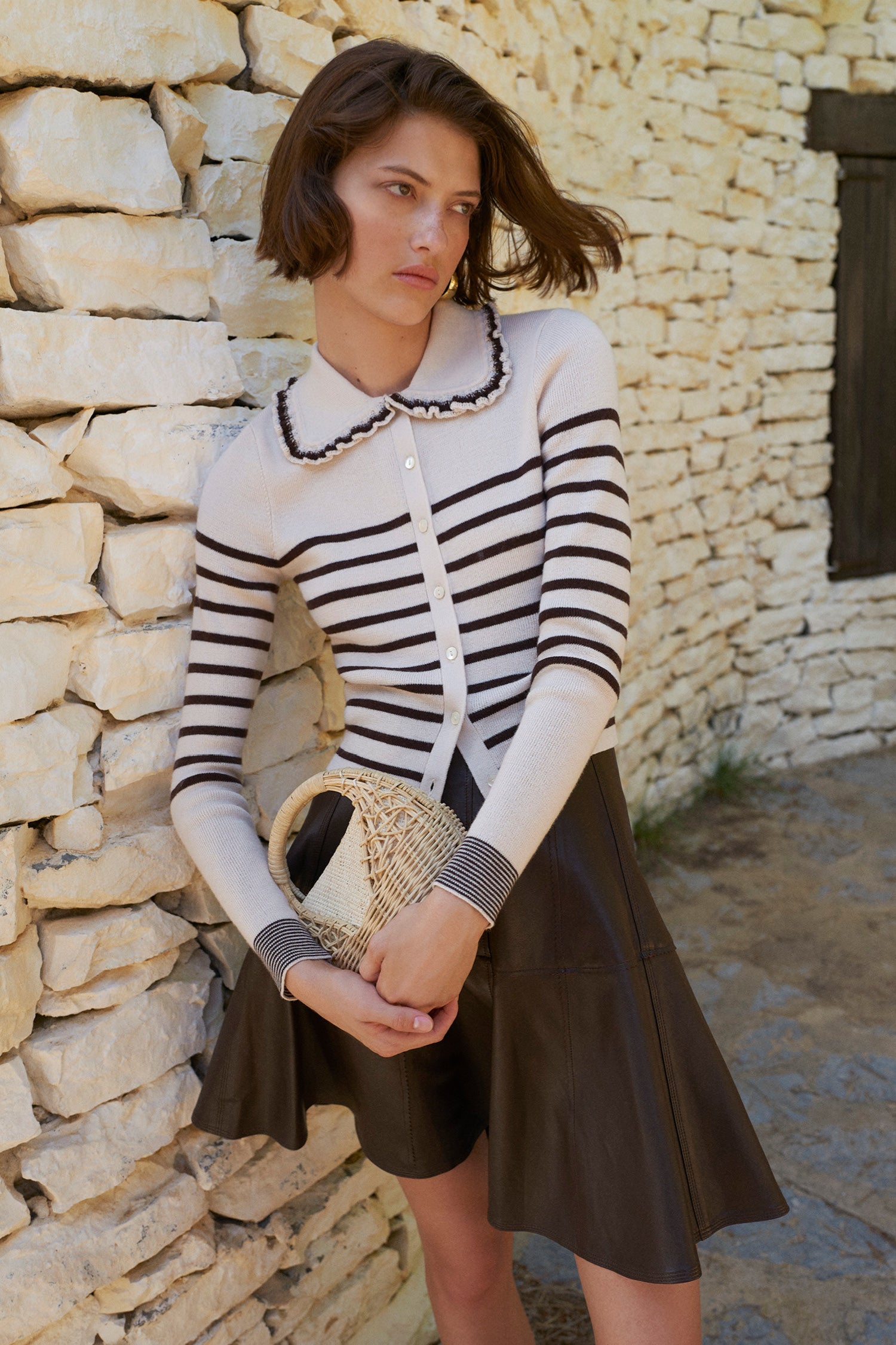 Faustine Cardigan - Espresso Stripe