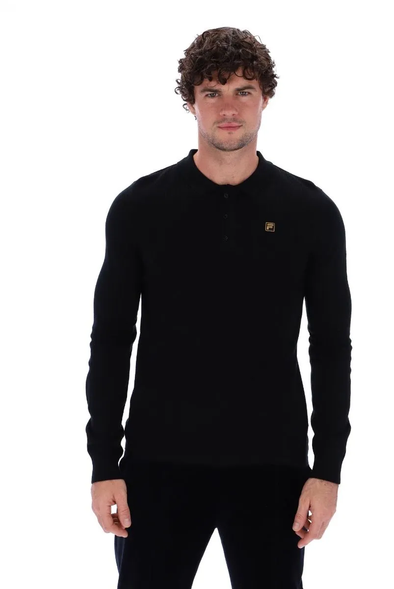 Fila Frank Knit Long Sleeve Polo Shirt Jumper Black