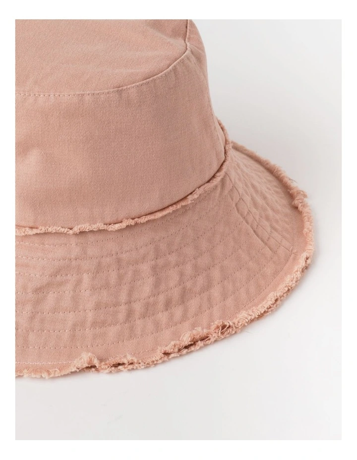 Frayed Edge Bucket Hat in Peach