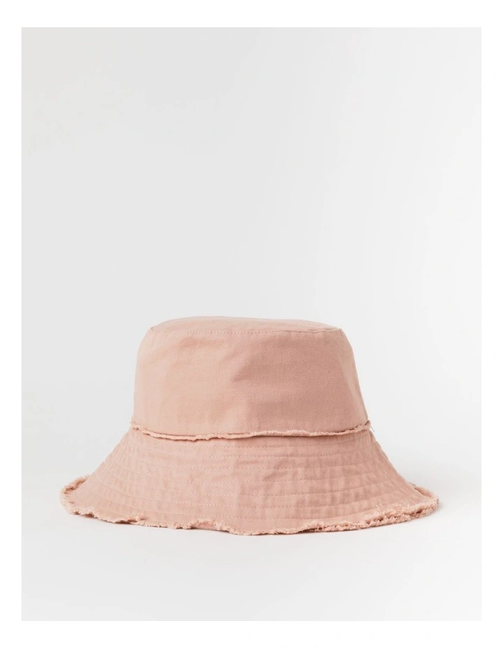 Frayed Edge Bucket Hat in Peach