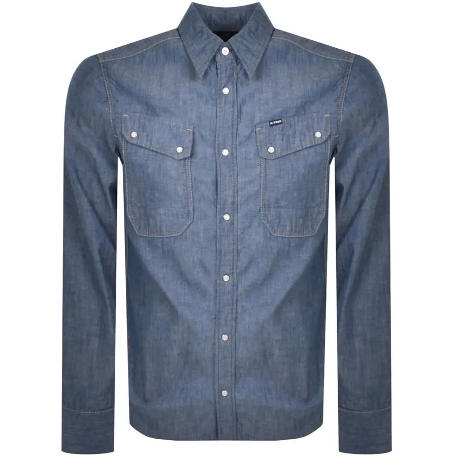 G Star Raw Worker Slim Long Sleeve Shirt Blue