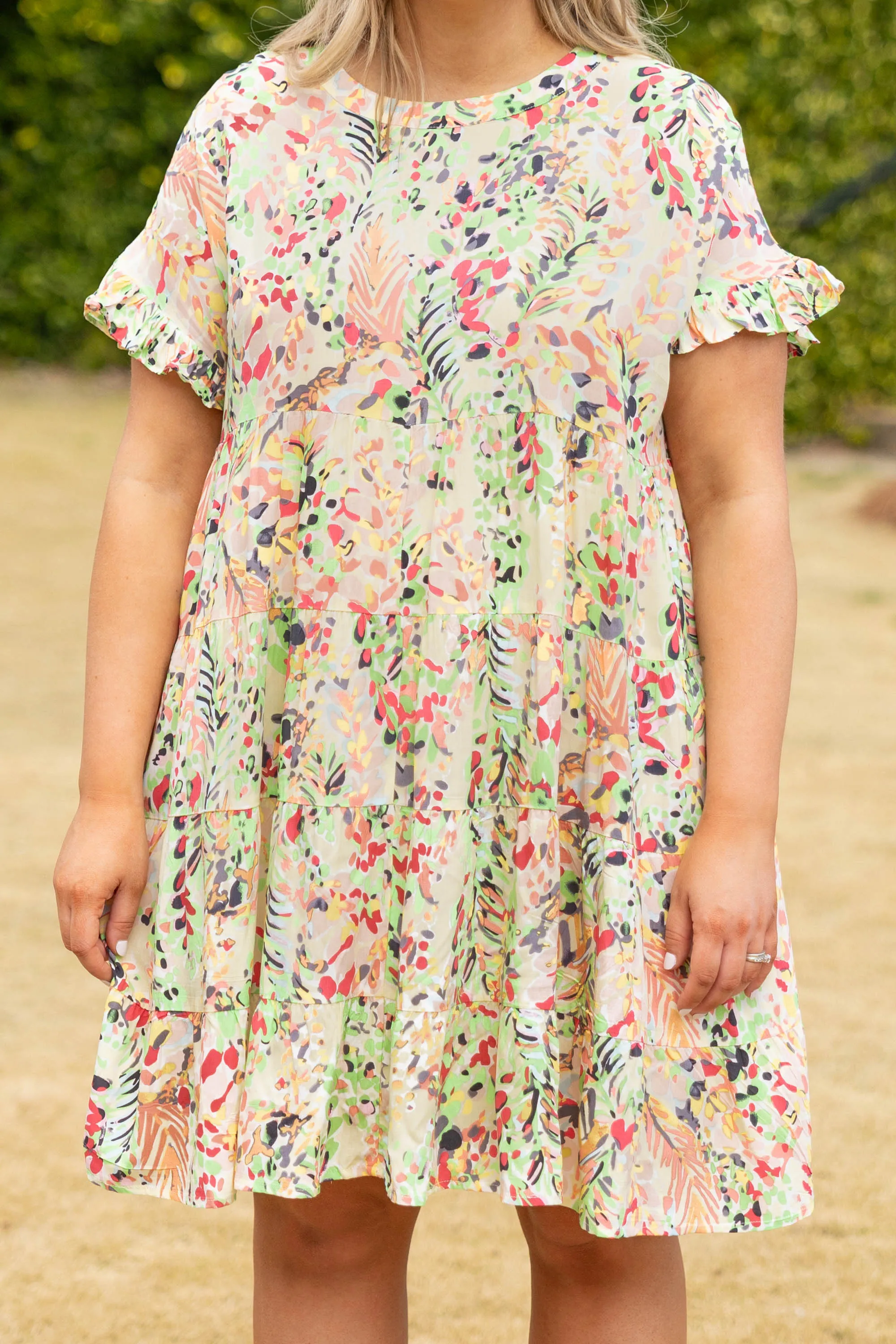 Garden District Dress, Cream Multi