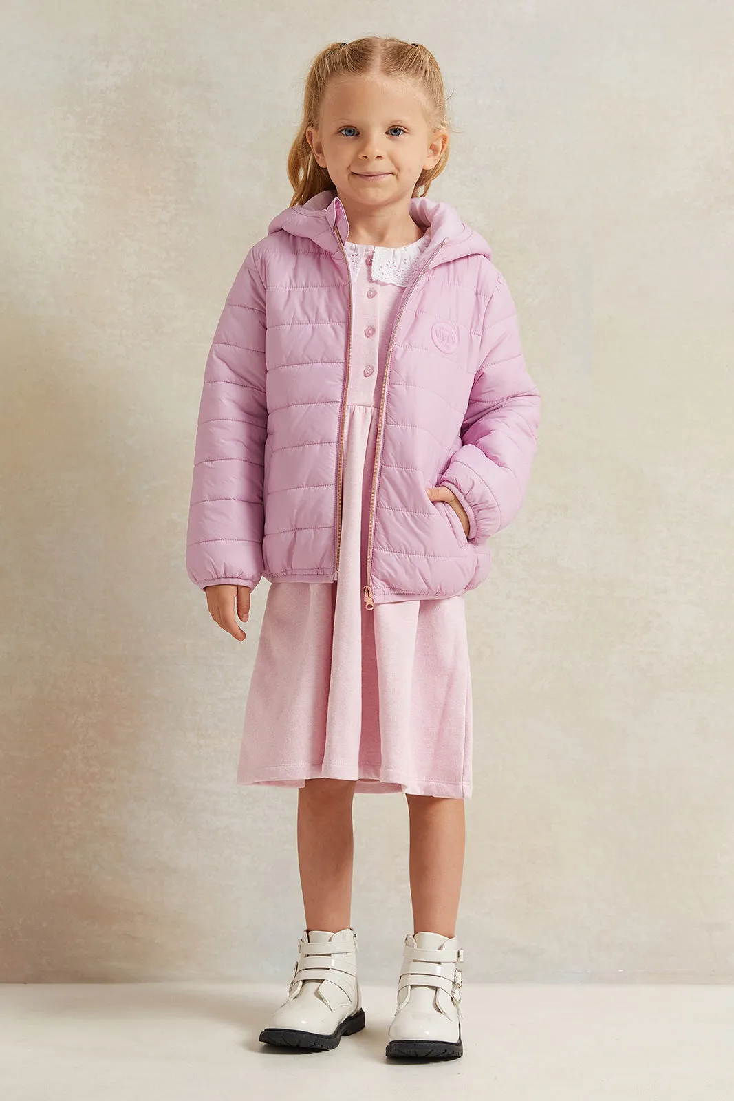 Girls Pink Hooded Jacket