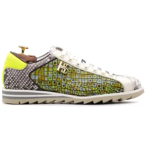 Harris Firenze 1913 Crocodile Print Sneakers Green