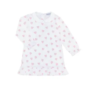 Heart Print Long Sleeve Playtime Dress - Pink