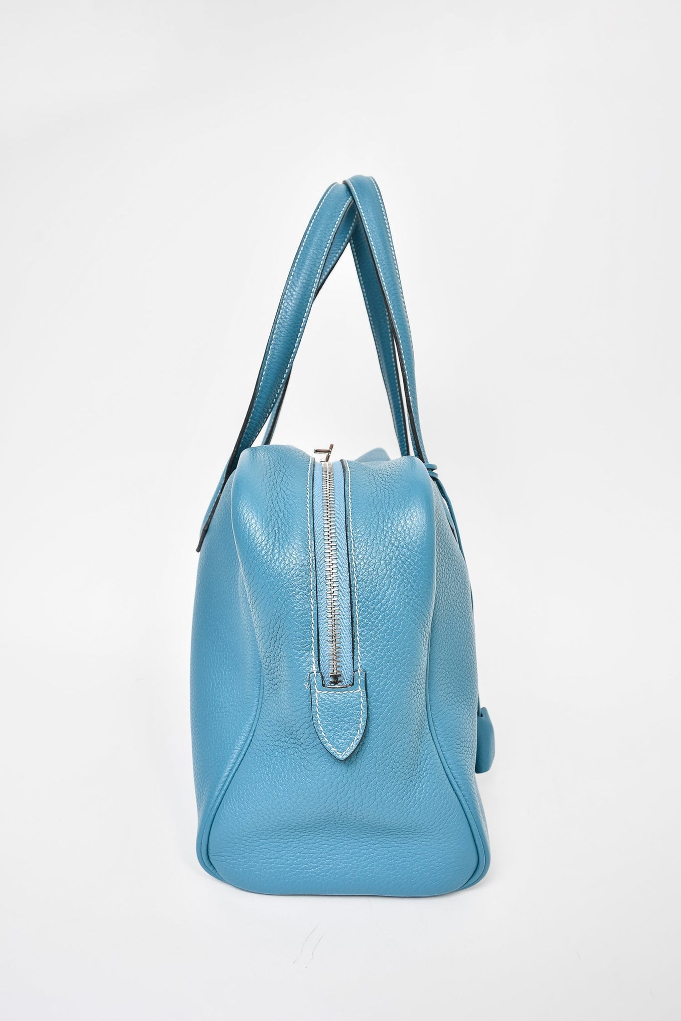 Hermes 2013 Blue Clemence Leather Victoria II Bag