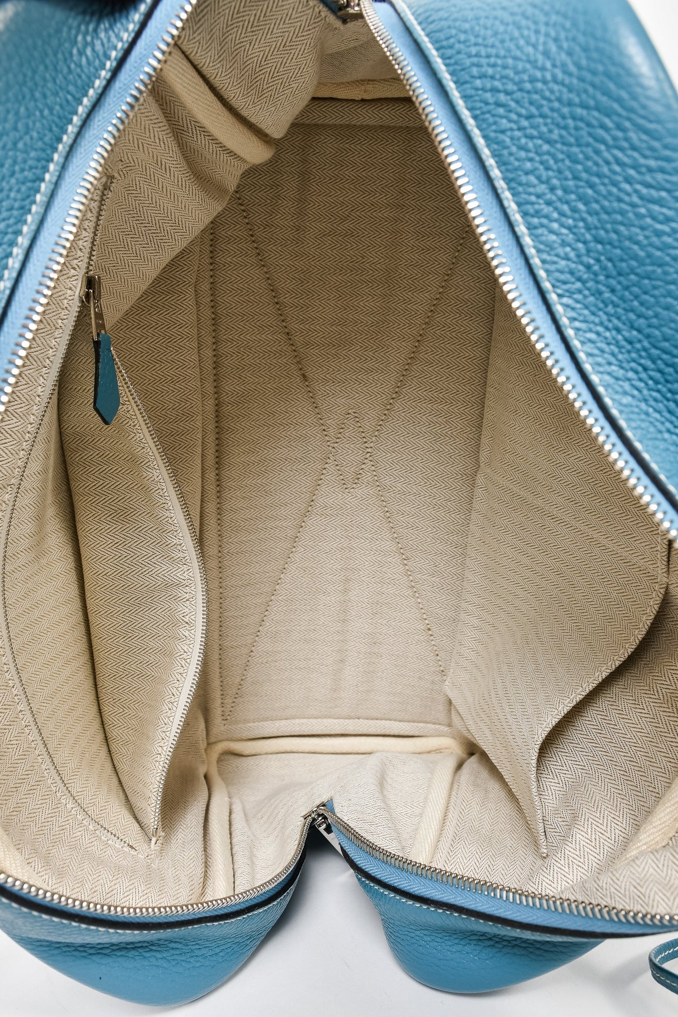 Hermes 2013 Blue Clemence Leather Victoria II Bag