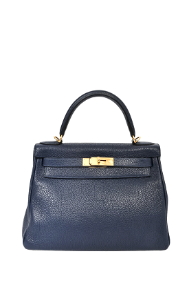 Hermes 2016 Navy Blue Clemence Leather Kelly 28 Retourne