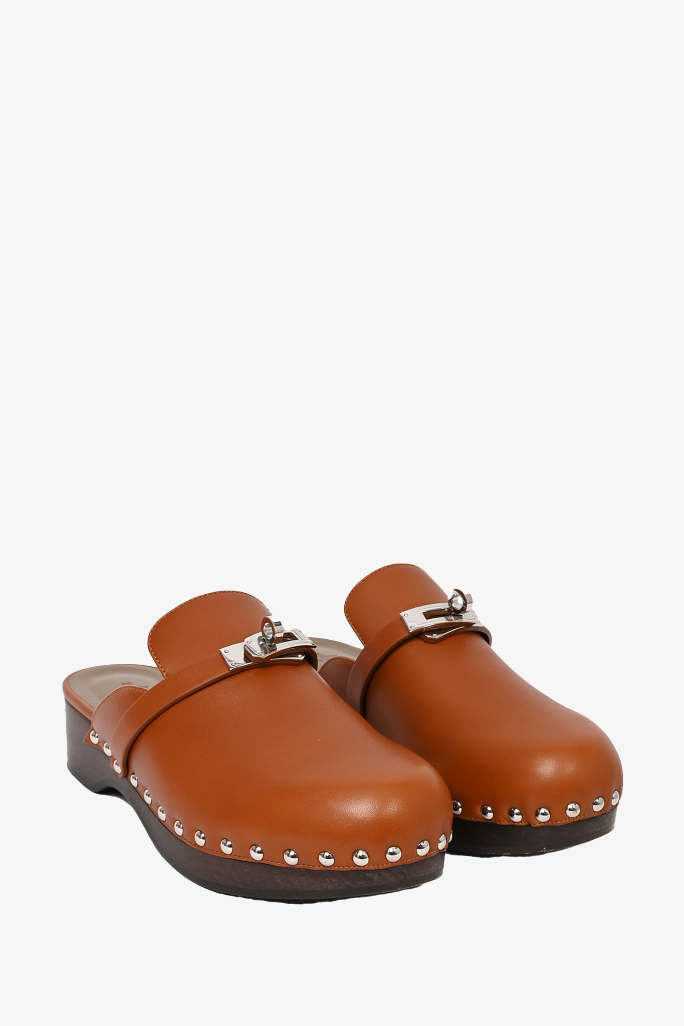 Hermes Brown Leather 'Carlotta' Mules Size 37