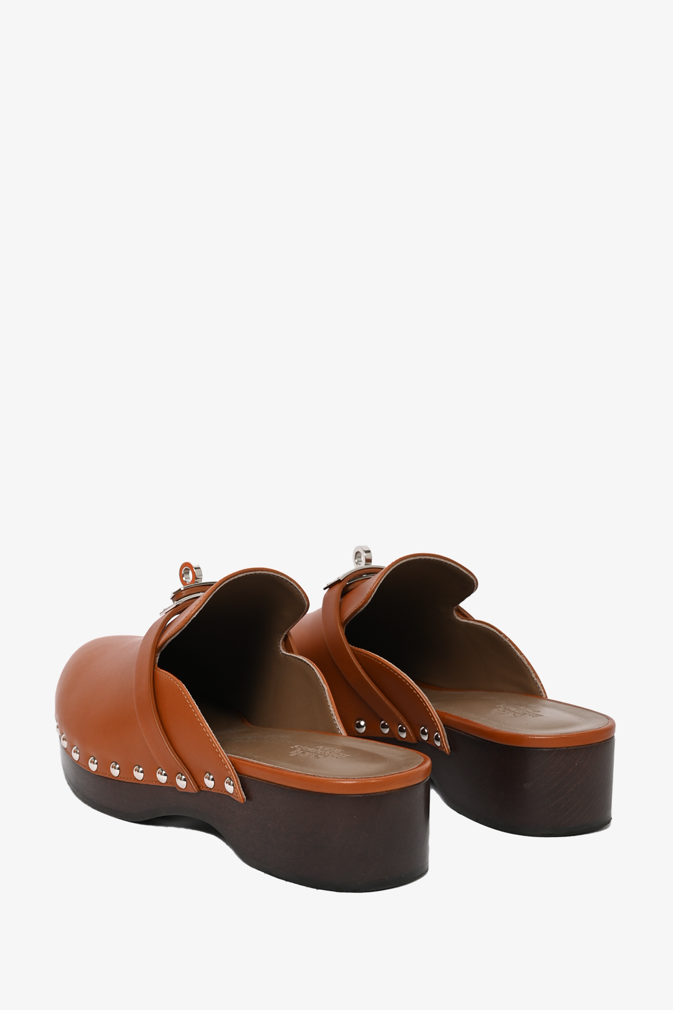 Hermes Brown Leather 'Carlotta' Mules Size 37