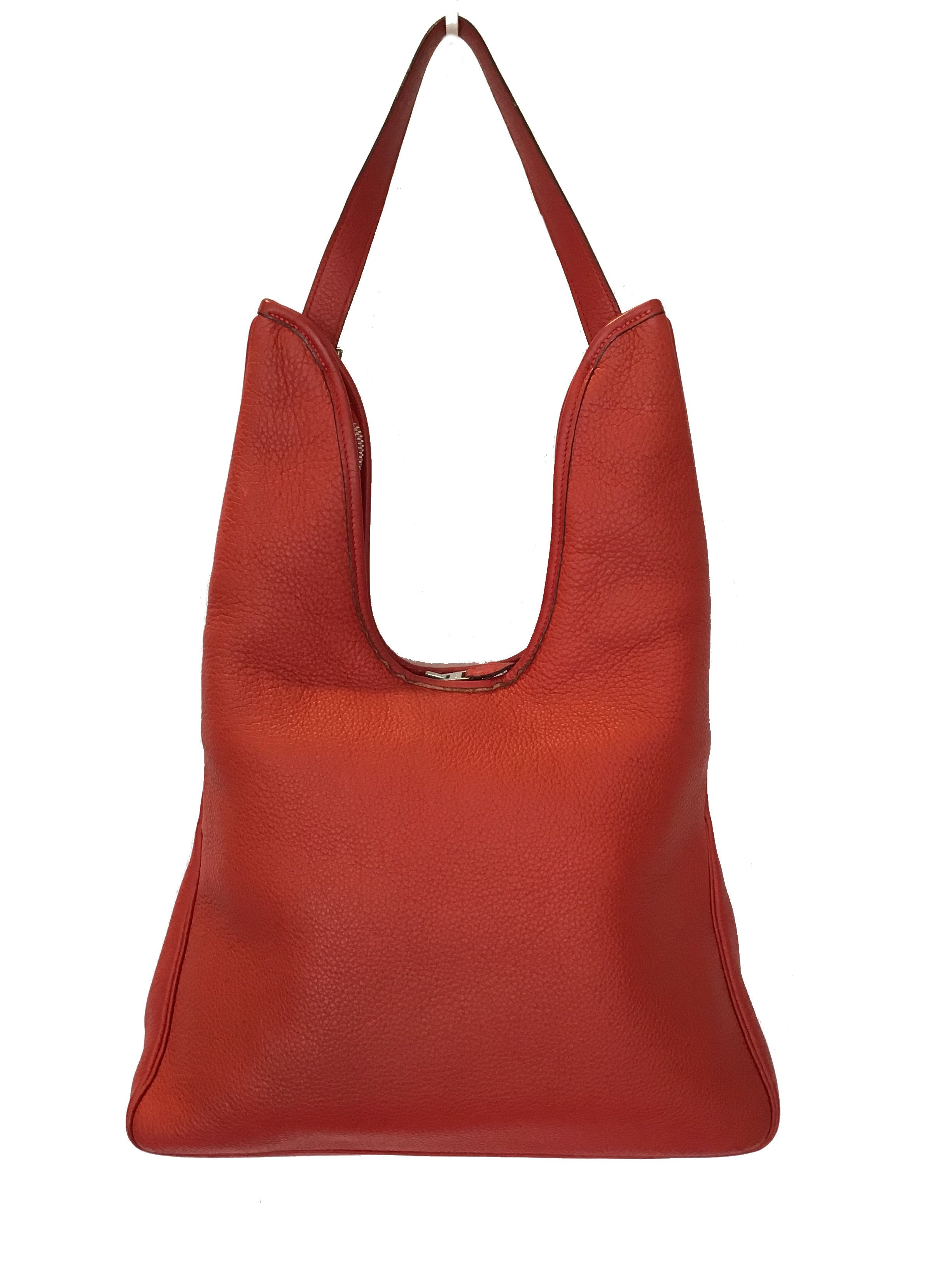 Hermes Massai Pm Red Taurillon Clemence Leather Hobo Bag