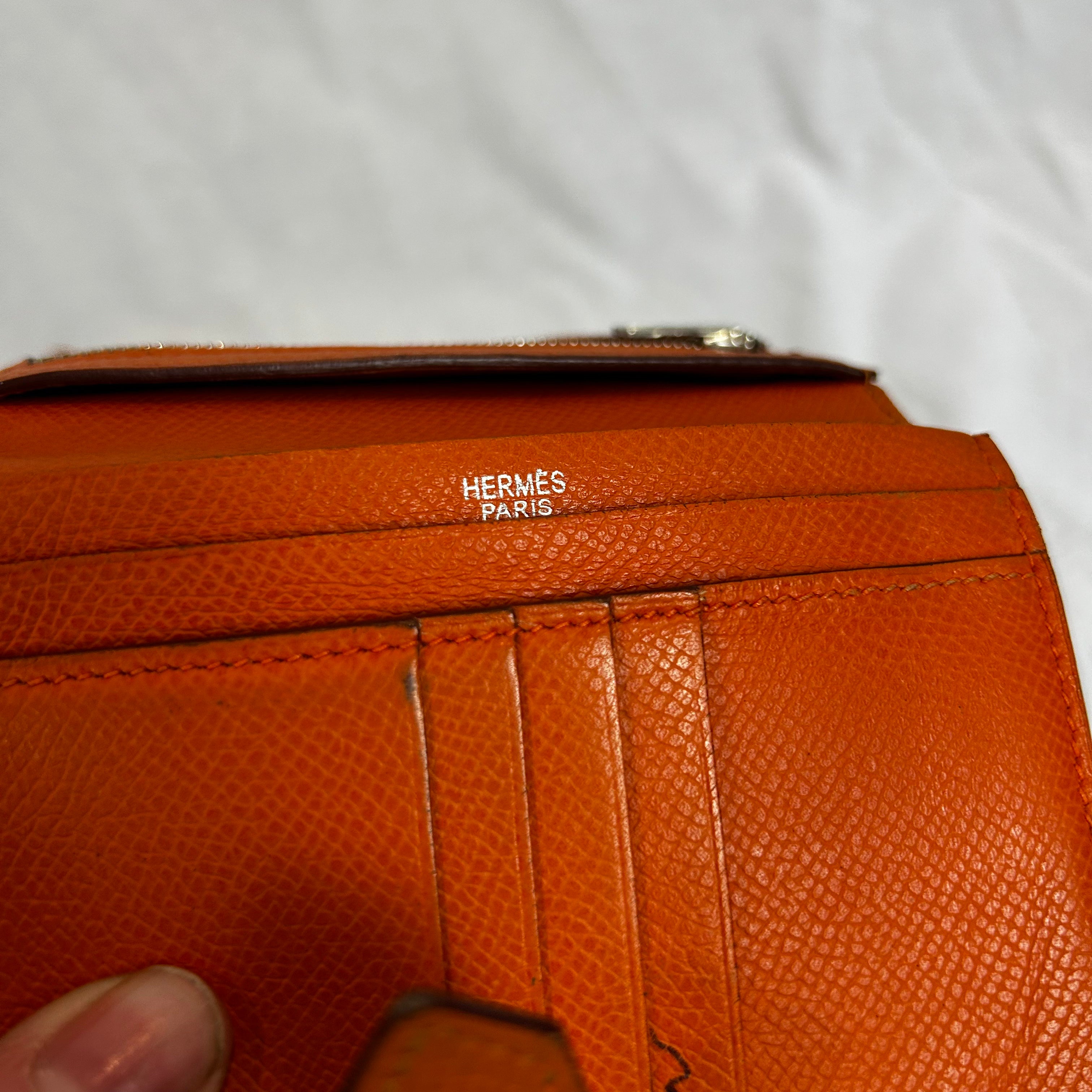 Hermes Orange Bearn Compact Wallet