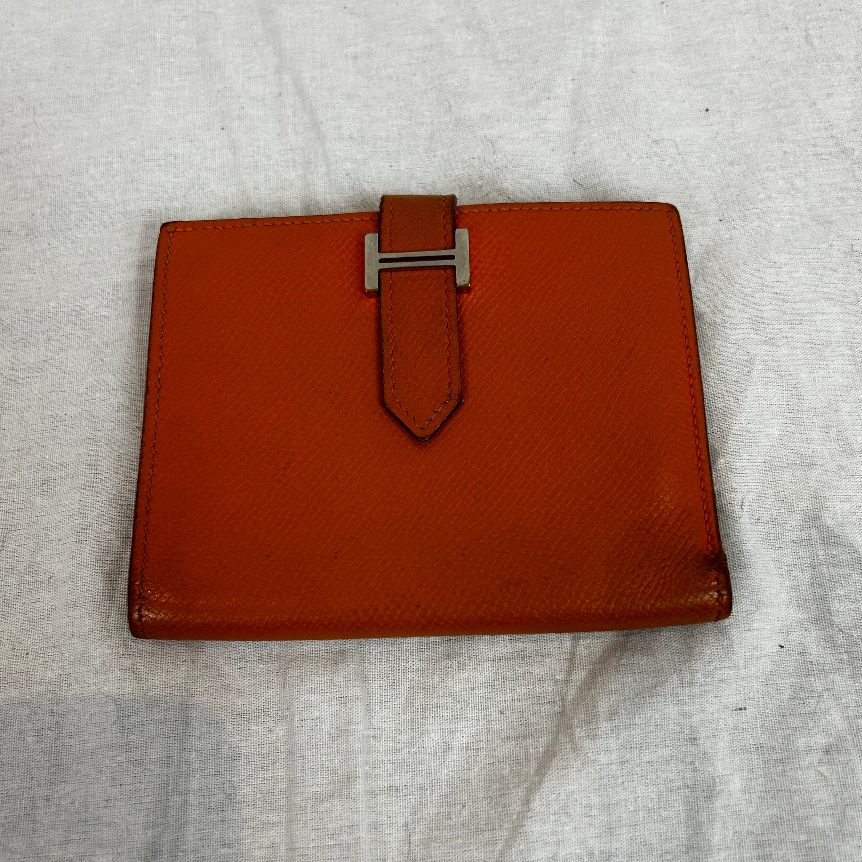 Hermes Orange Bearn Compact Wallet