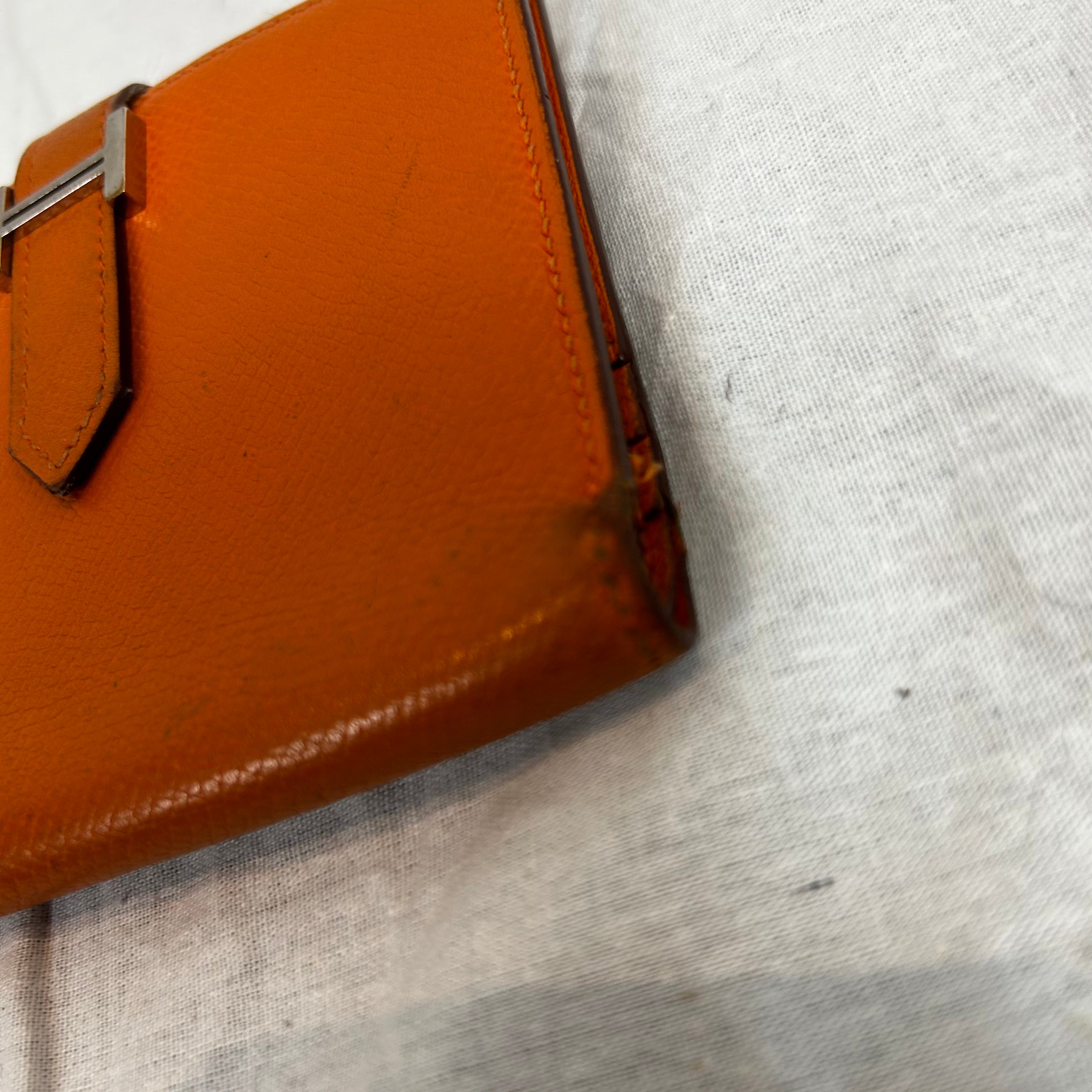 Hermes Orange Bearn Compact Wallet