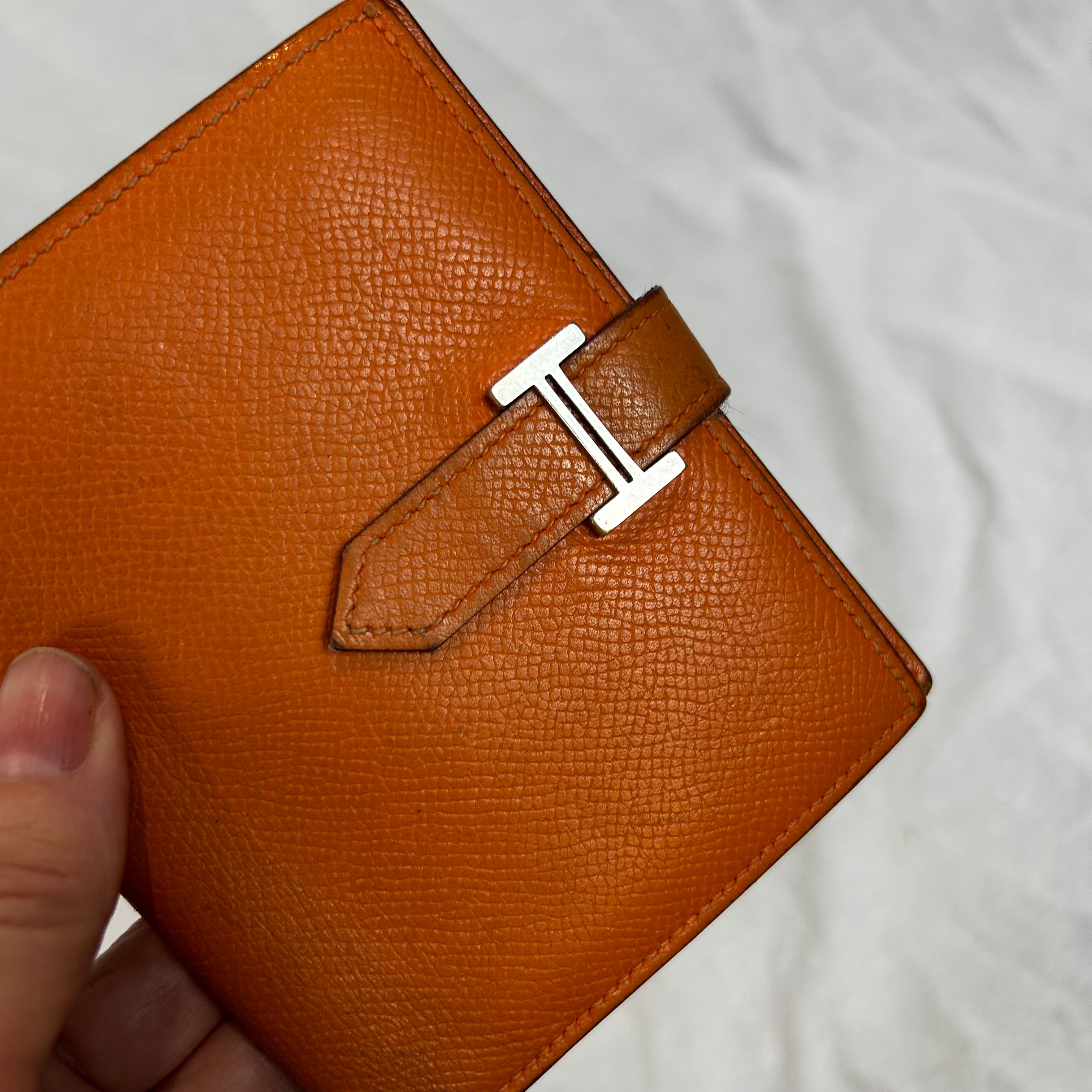 Hermes Orange Bearn Compact Wallet