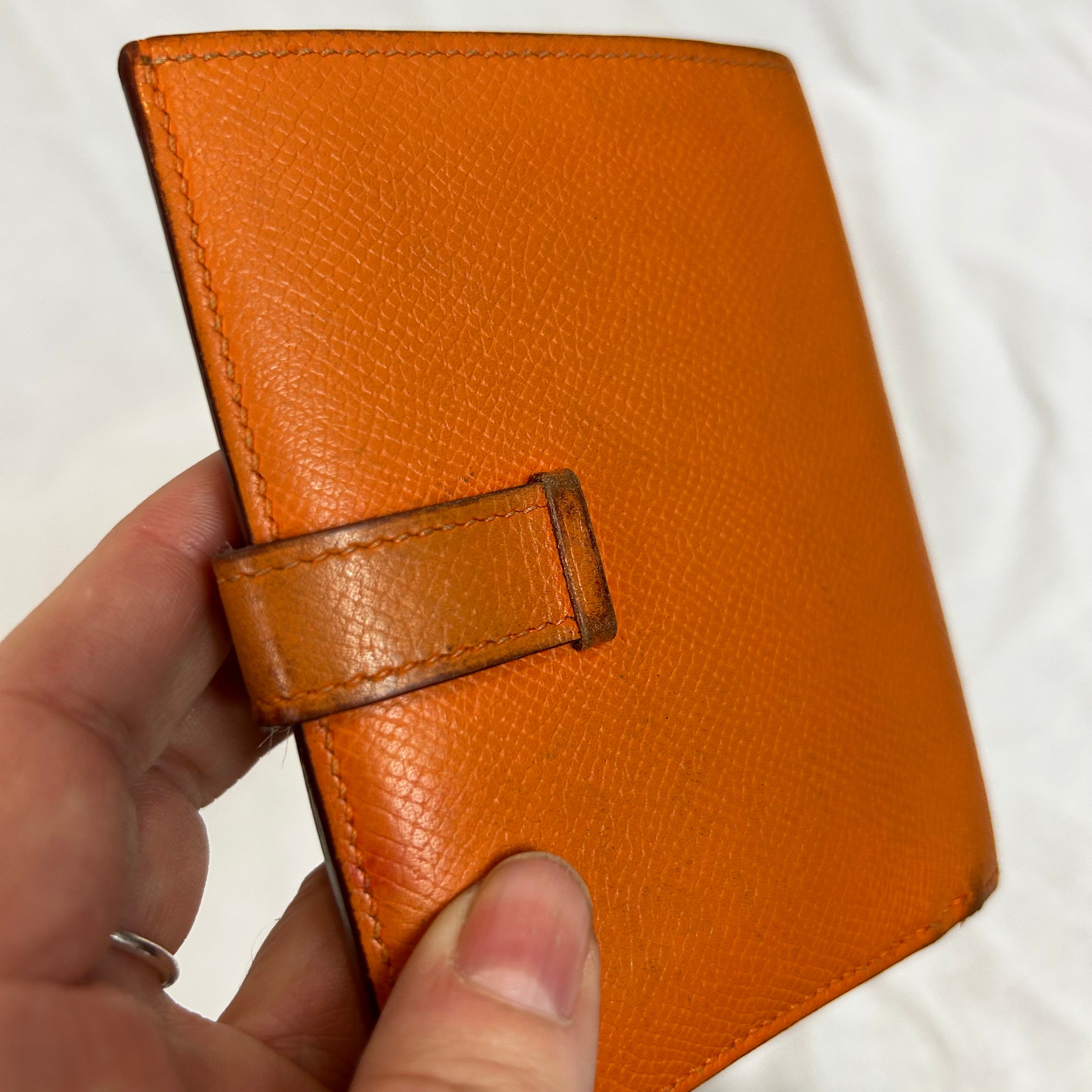 Hermes Orange Bearn Compact Wallet