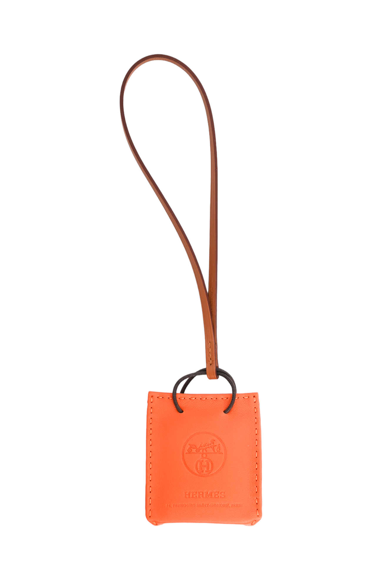 Hermes Orange Leather Bag Charm