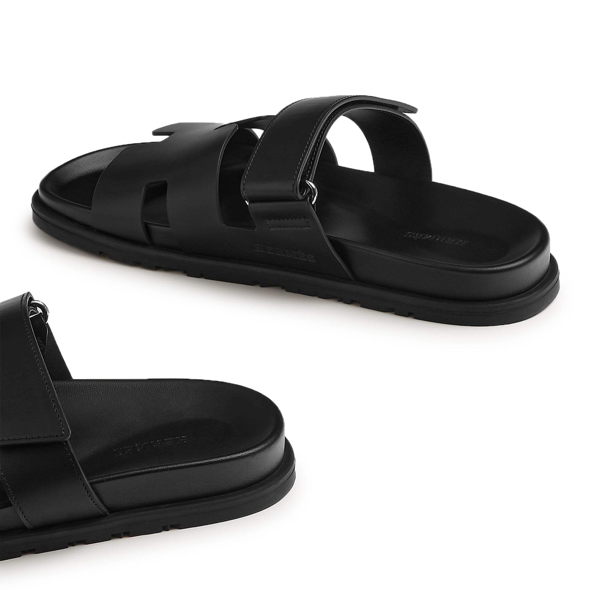 Hermes Paris Chypre Leather Sandal Black