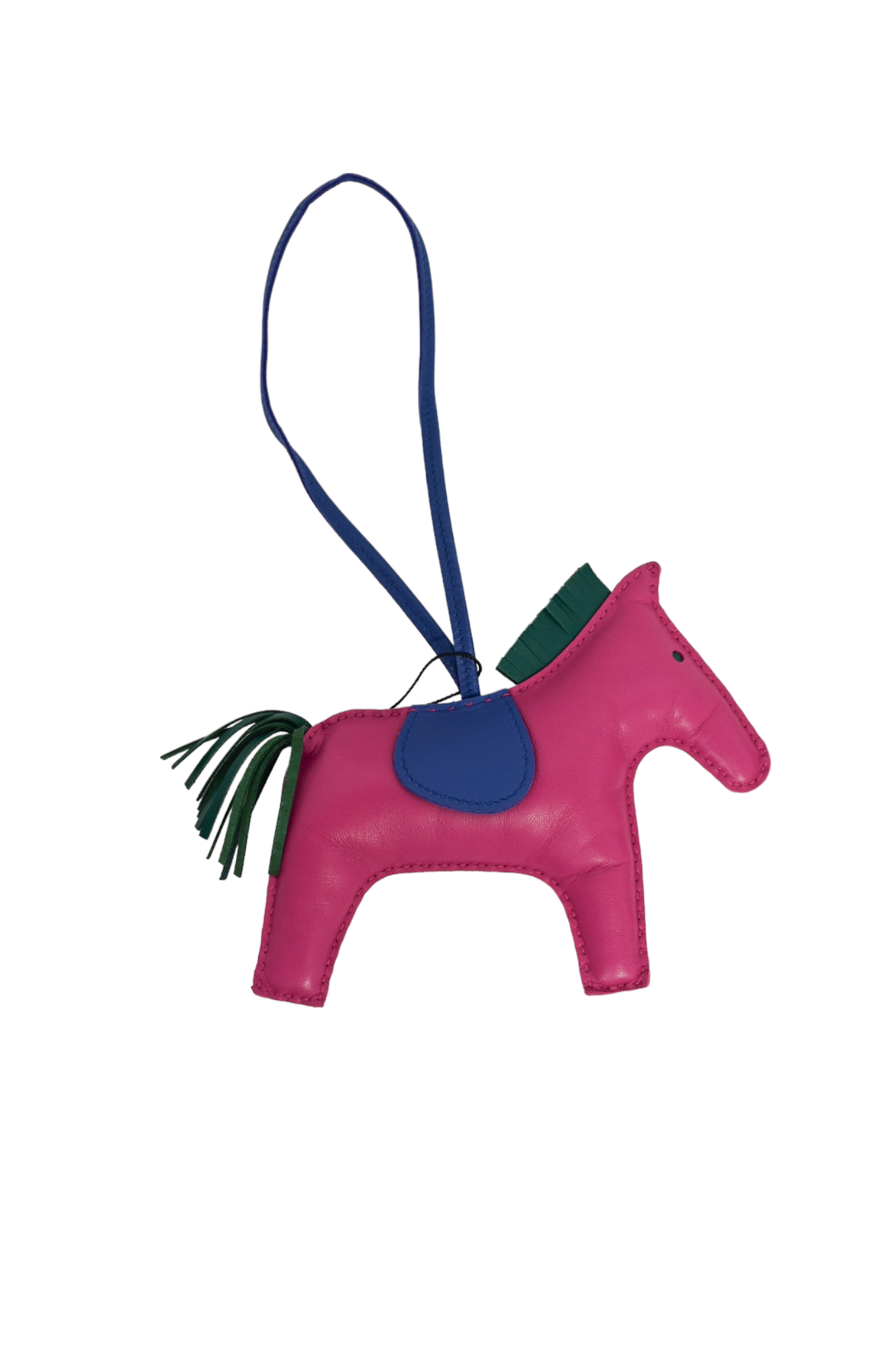 Hermes Pink/Blue Leather Cheval Bag Charm