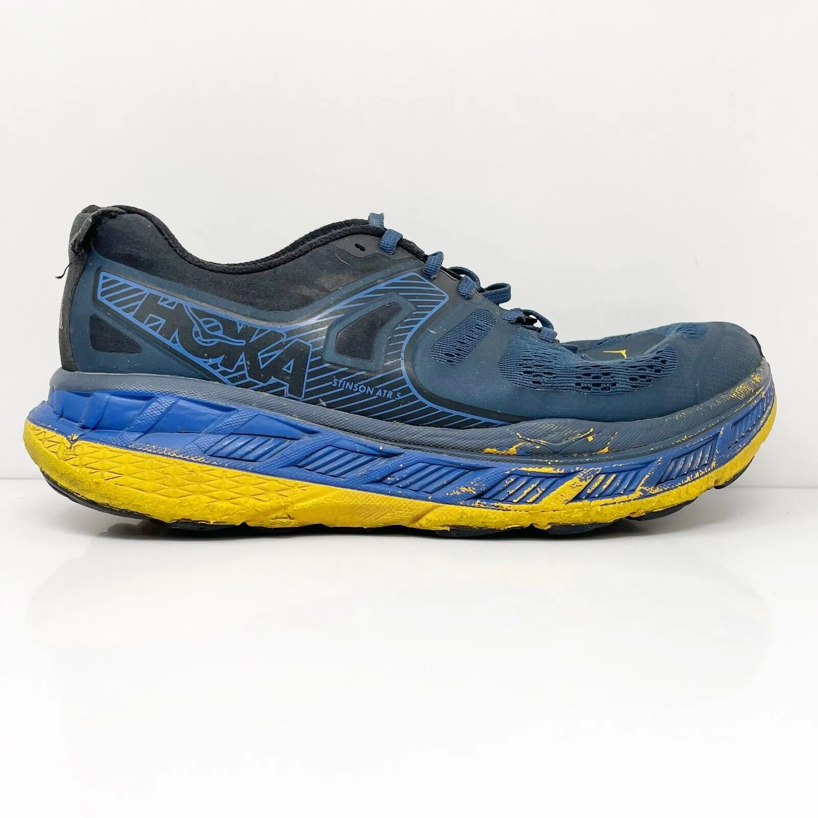 Hoka One One Mens Stinson ATR 5 1099729 MOOG Blue Running Shoes Sneakers Sz 9.5