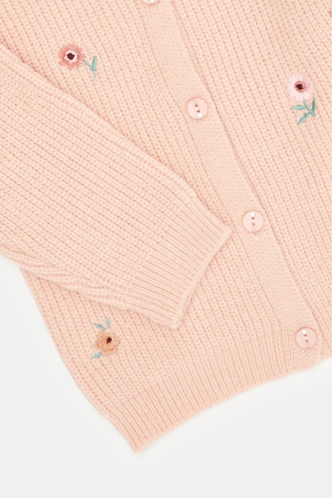 Infant Girls Pink Embroidered Cardigan