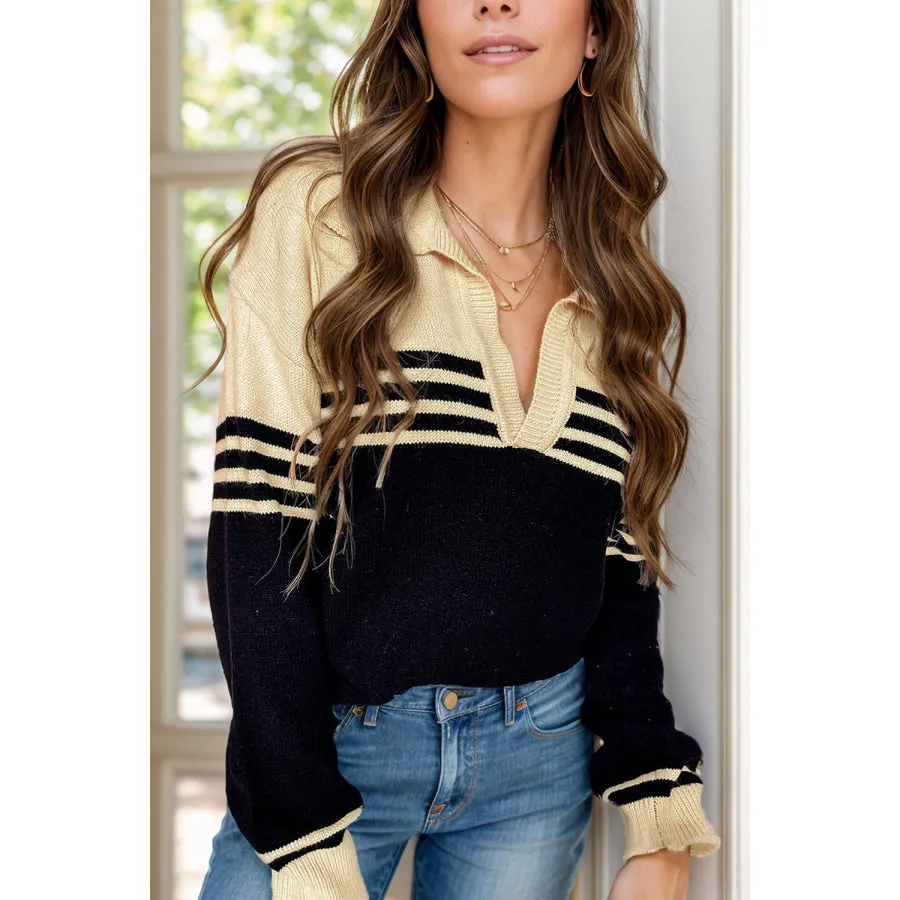 Johnny Collar Long Sleeve Sweater