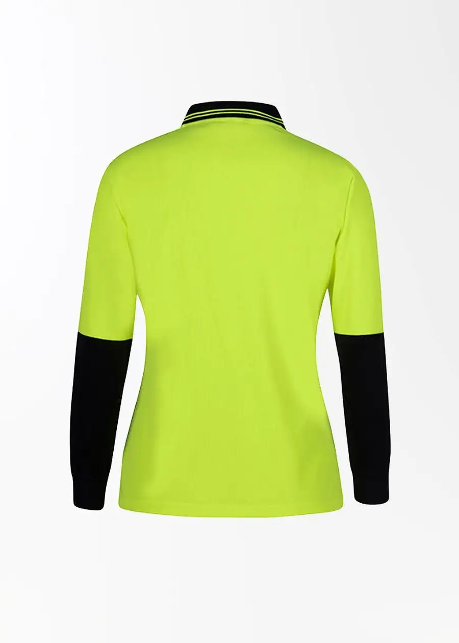 Ladies hi vis long sleeve comfort polo