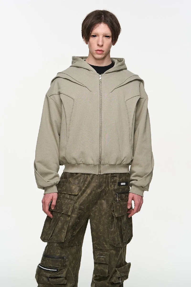 Layered Zip Line Spring Hoodie Jacket