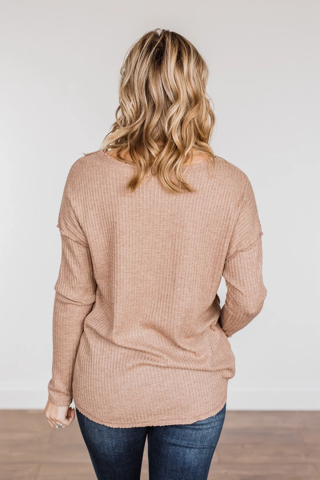 Leap Of Faith Long Sleeve Knit Top- Taupe