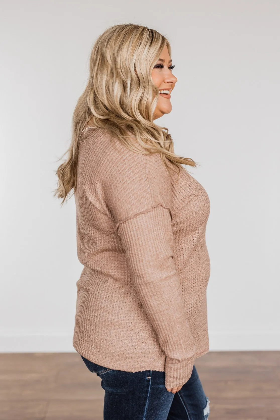 Leap Of Faith Long Sleeve Knit Top- Taupe