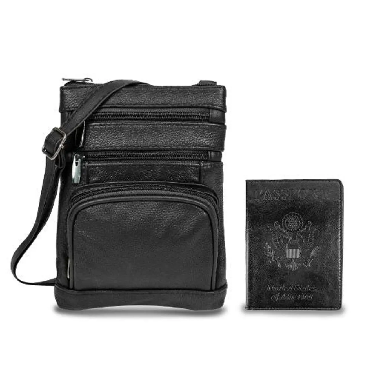 Leather Crossbody Bag with CDC Passport Holder (5 Colors)