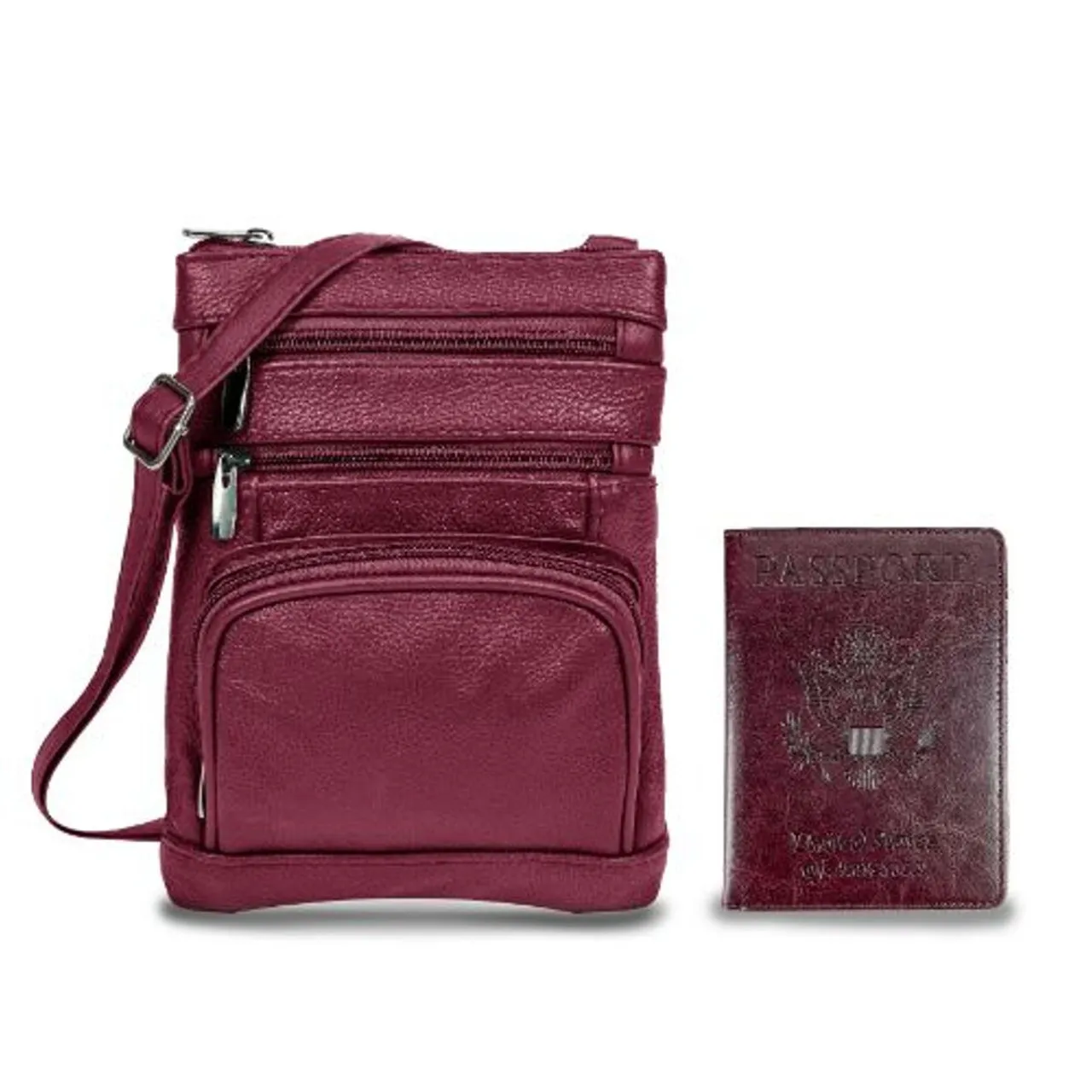 Leather Crossbody Bag with CDC Passport Holder (5 Colors)