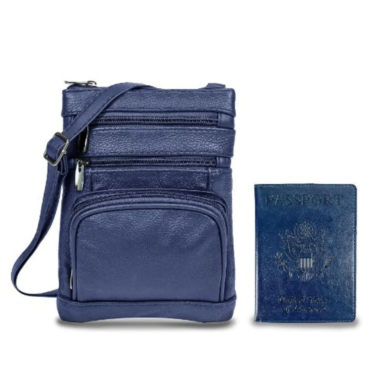 Leather Crossbody Bag with CDC Passport Holder (5 Colors)