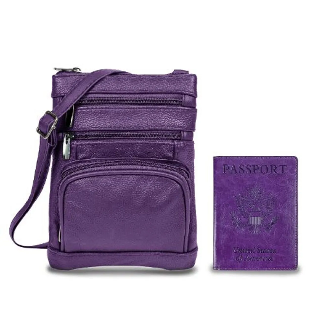 Leather Crossbody Bag with CDC Passport Holder (5 Colors)