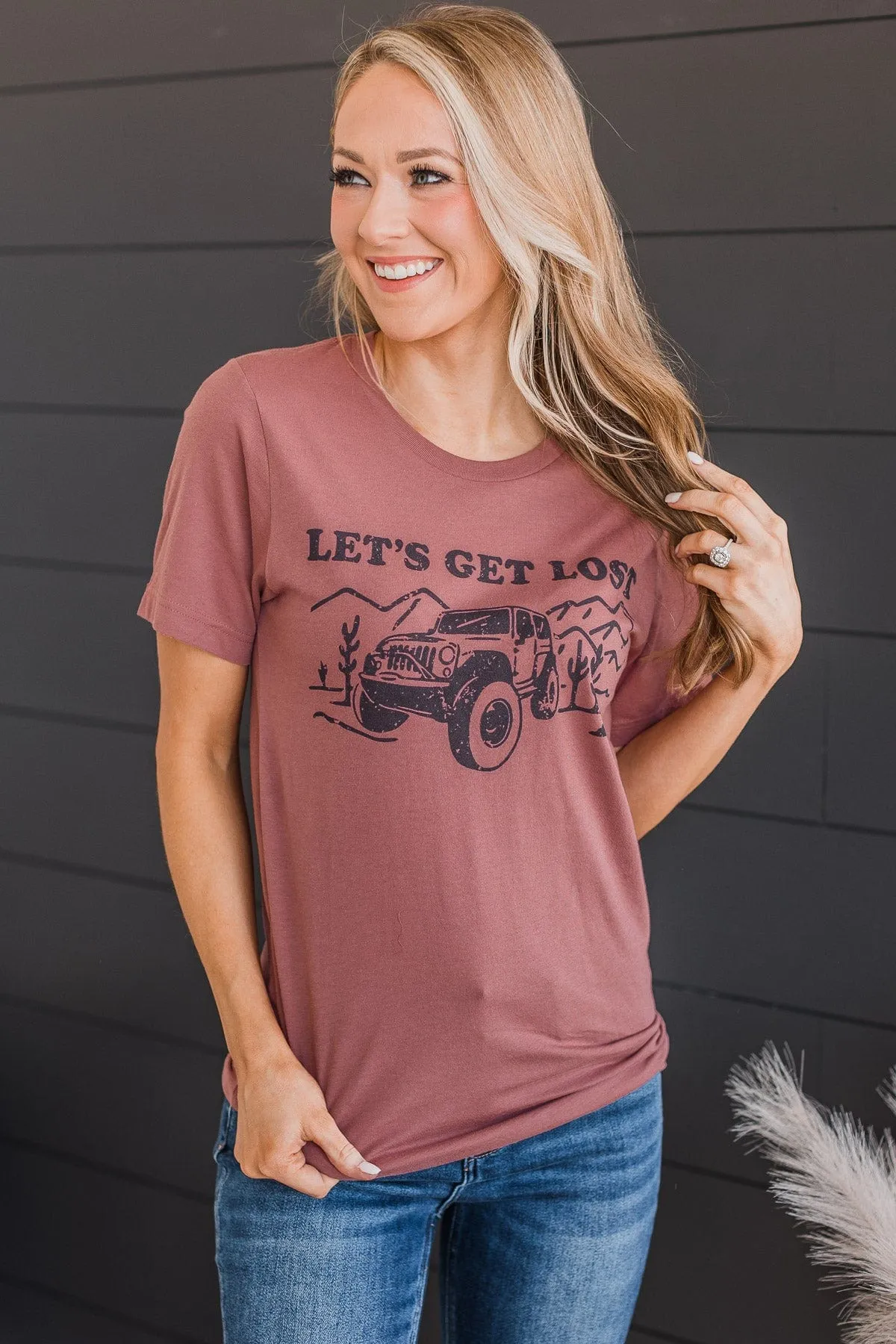 Let's Get Lost Graphic Tee- Mauve