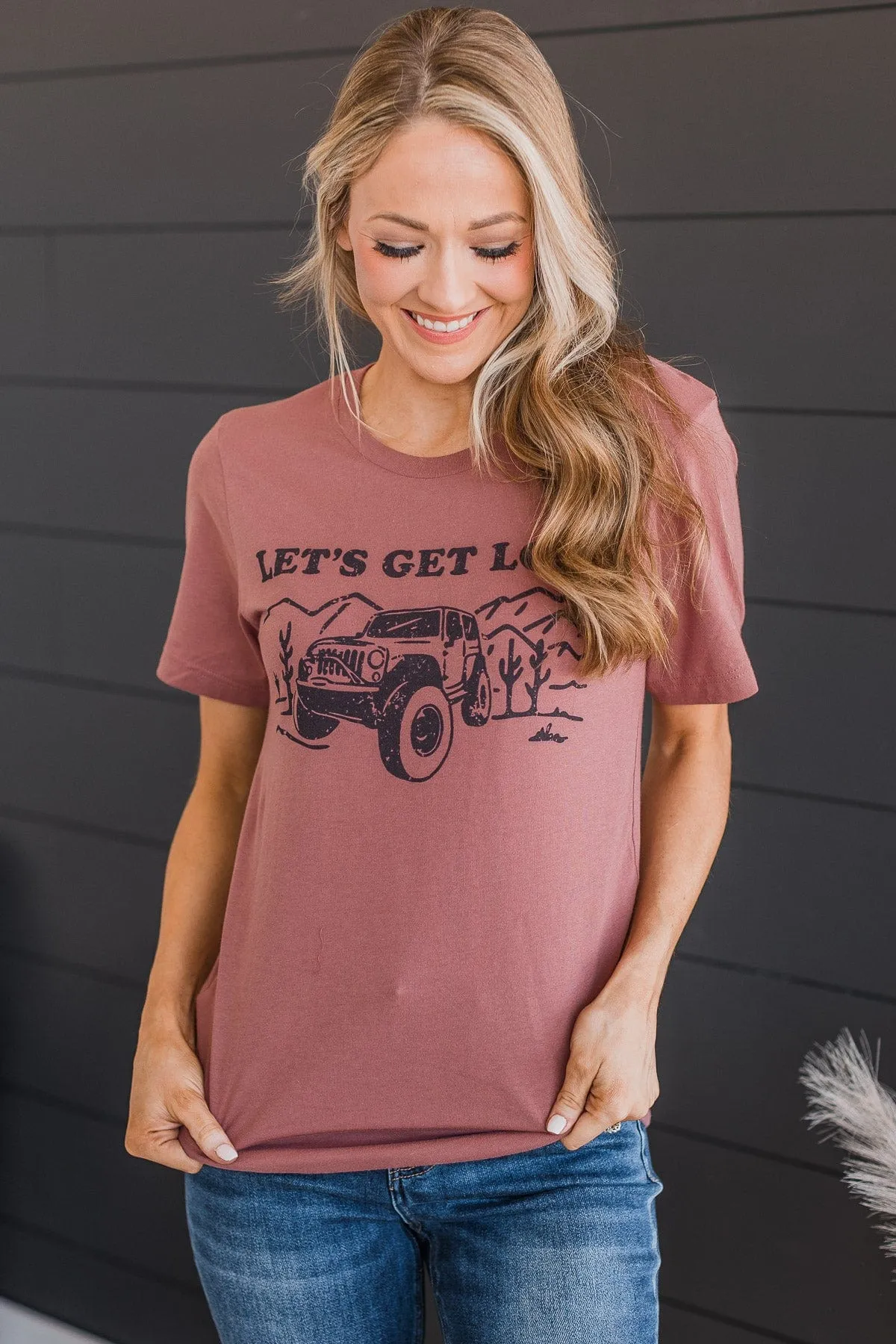 Let's Get Lost Graphic Tee- Mauve