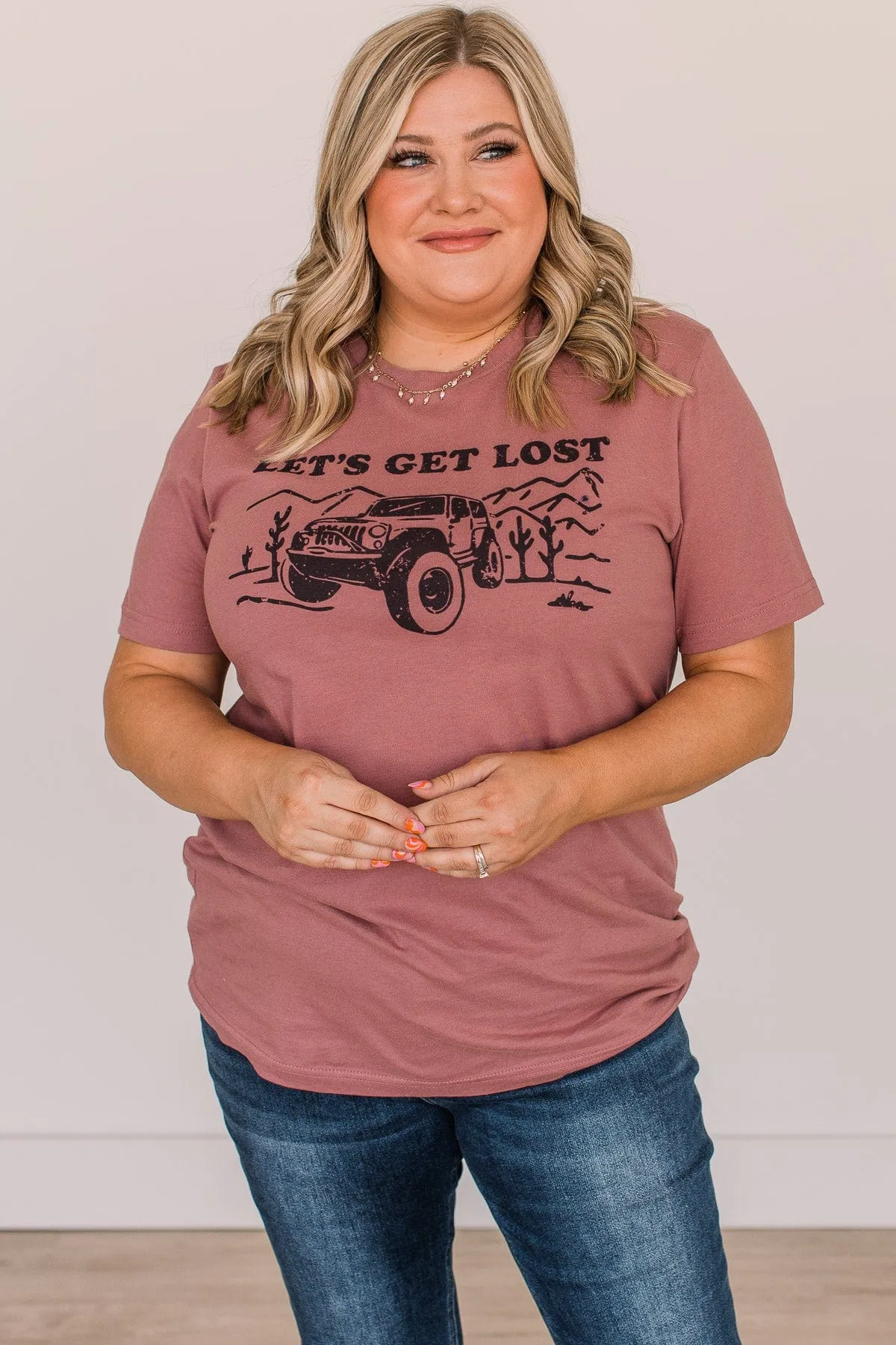 Let's Get Lost Graphic Tee- Mauve