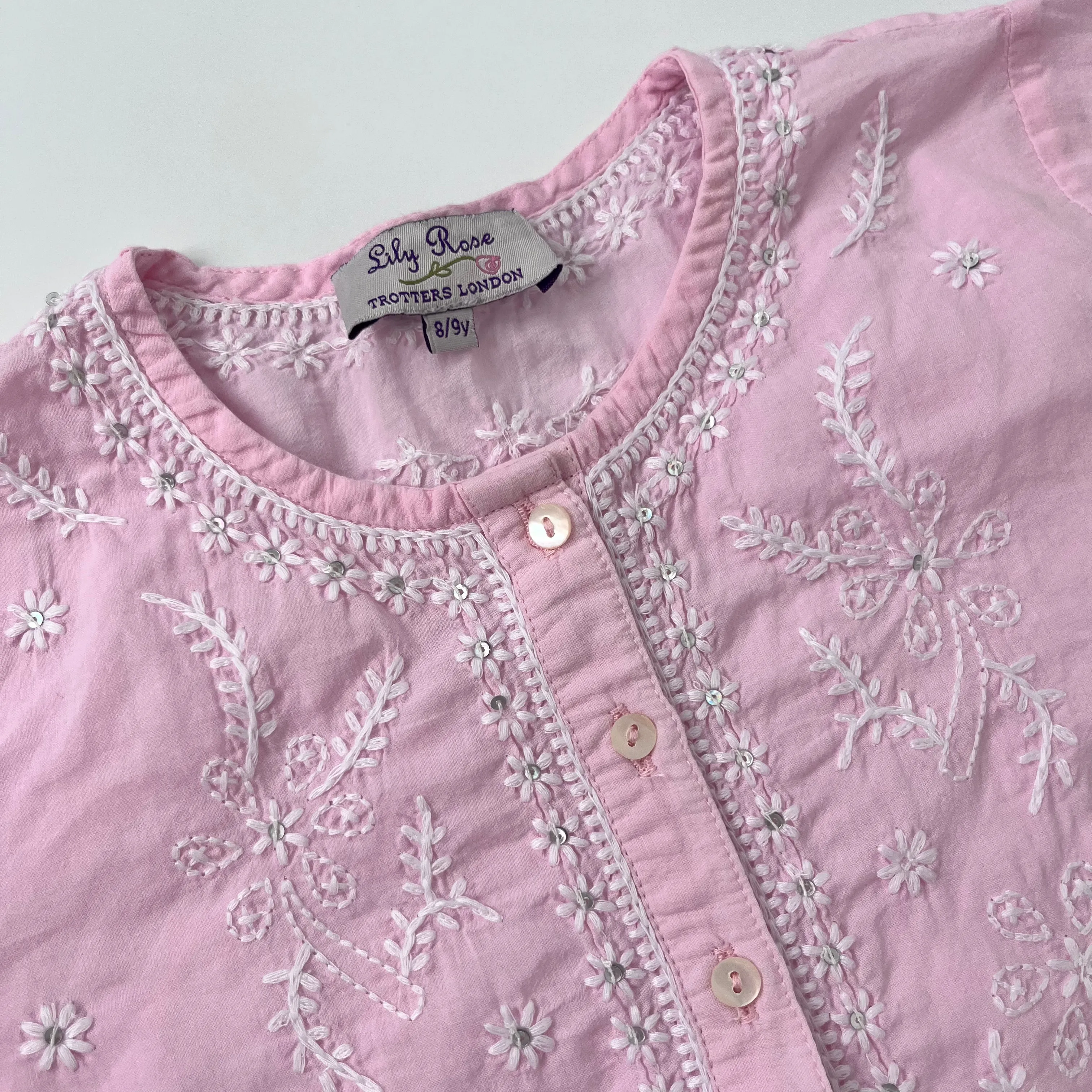 Lily Rose Pink Embroidered Kaftan: 8-9 Years