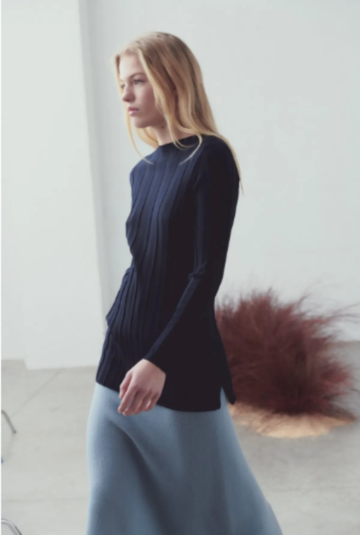 Long Max Rib Sweater - Navy