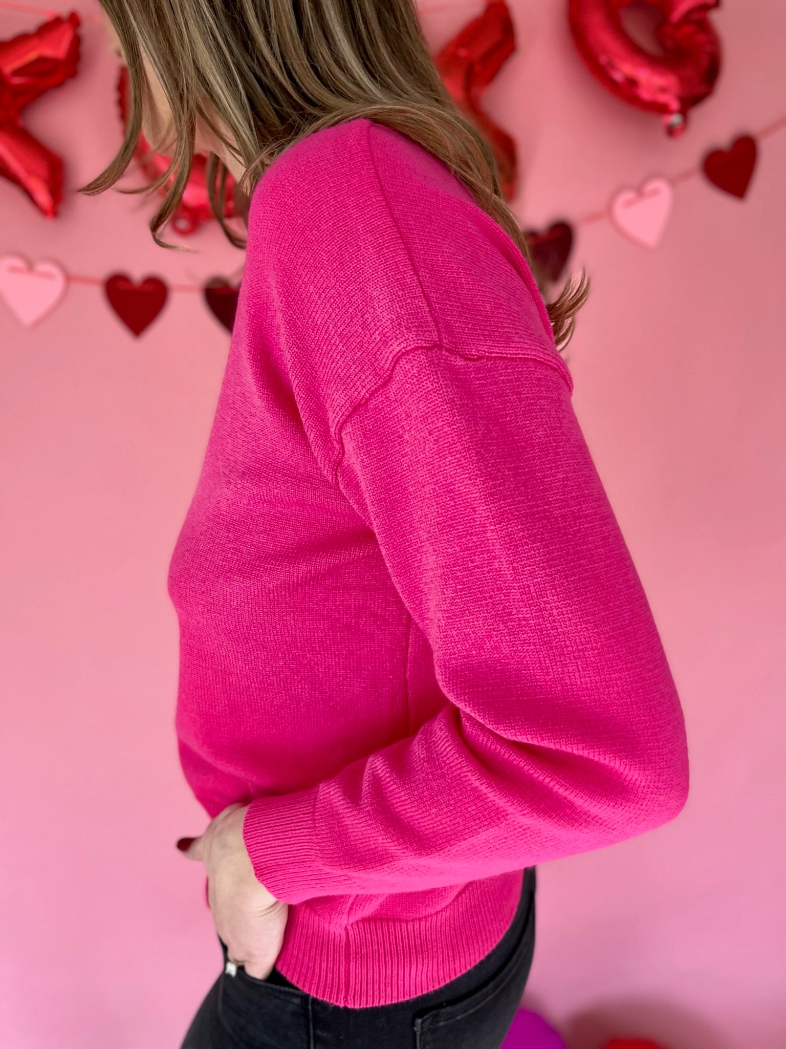 LONG SLEEVE SWEATER - FUCHSIA