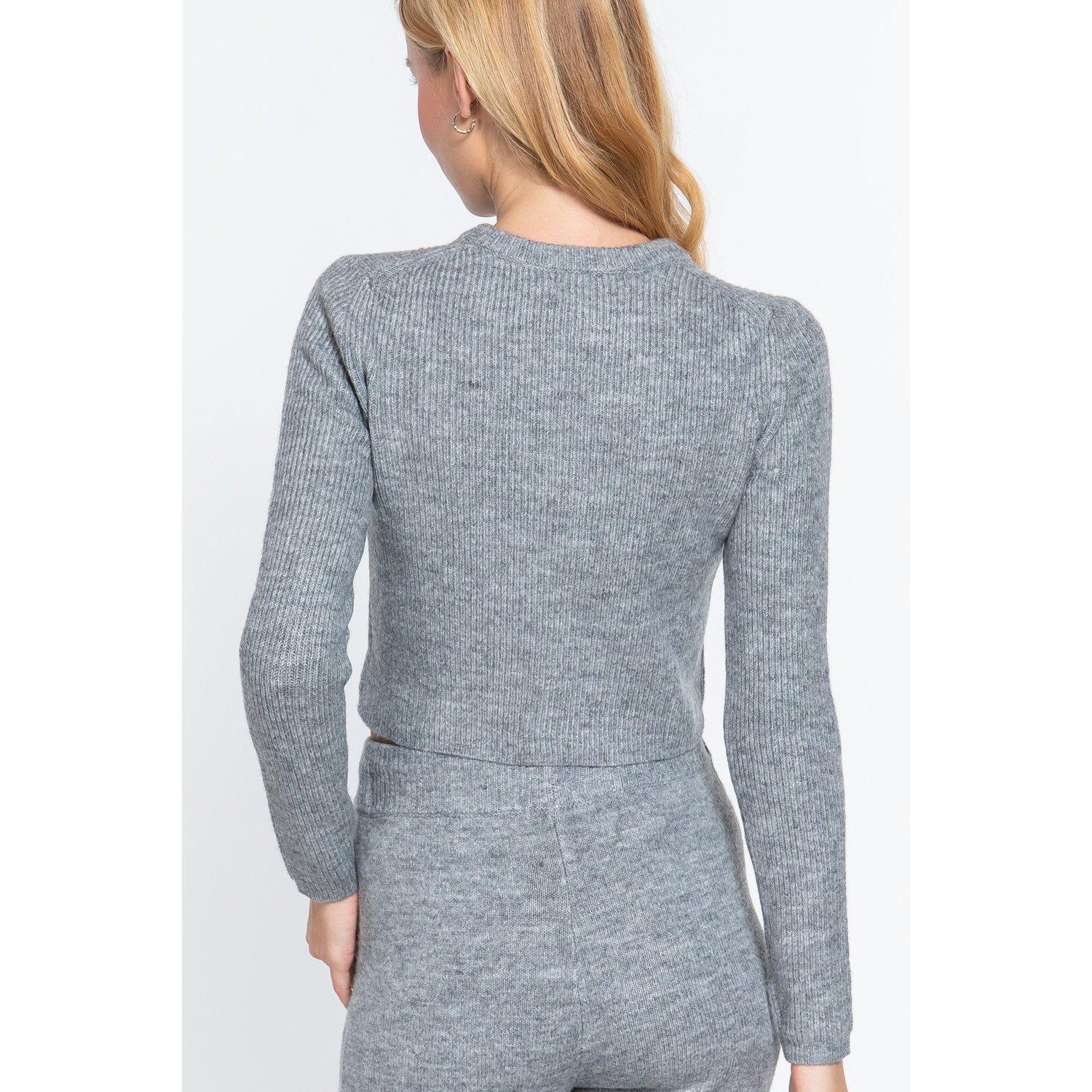 Long Slv Crew Neck Sweater Top