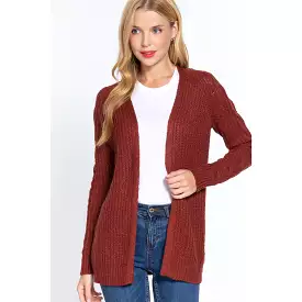 Long Slv Open Front Sweater Cardigan