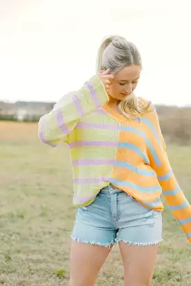 Mango Stripe Colorblock Summer Sweater