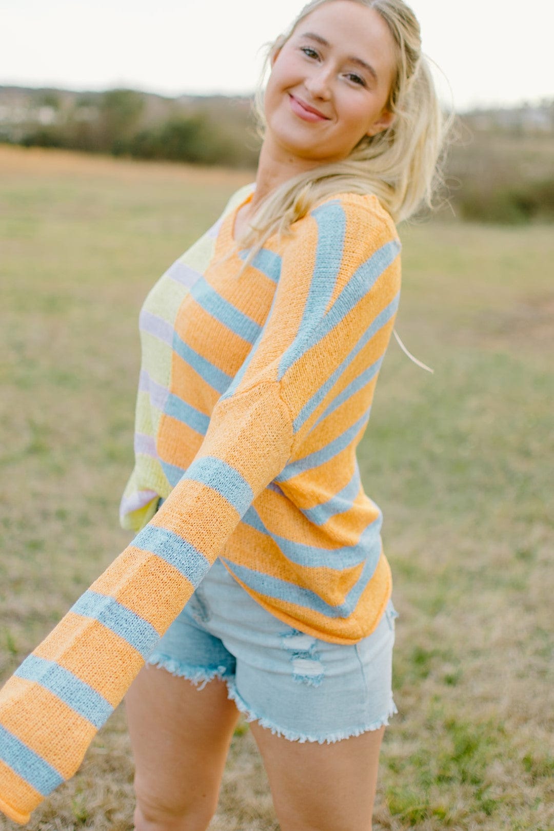 Mango Stripe Colorblock Summer Sweater