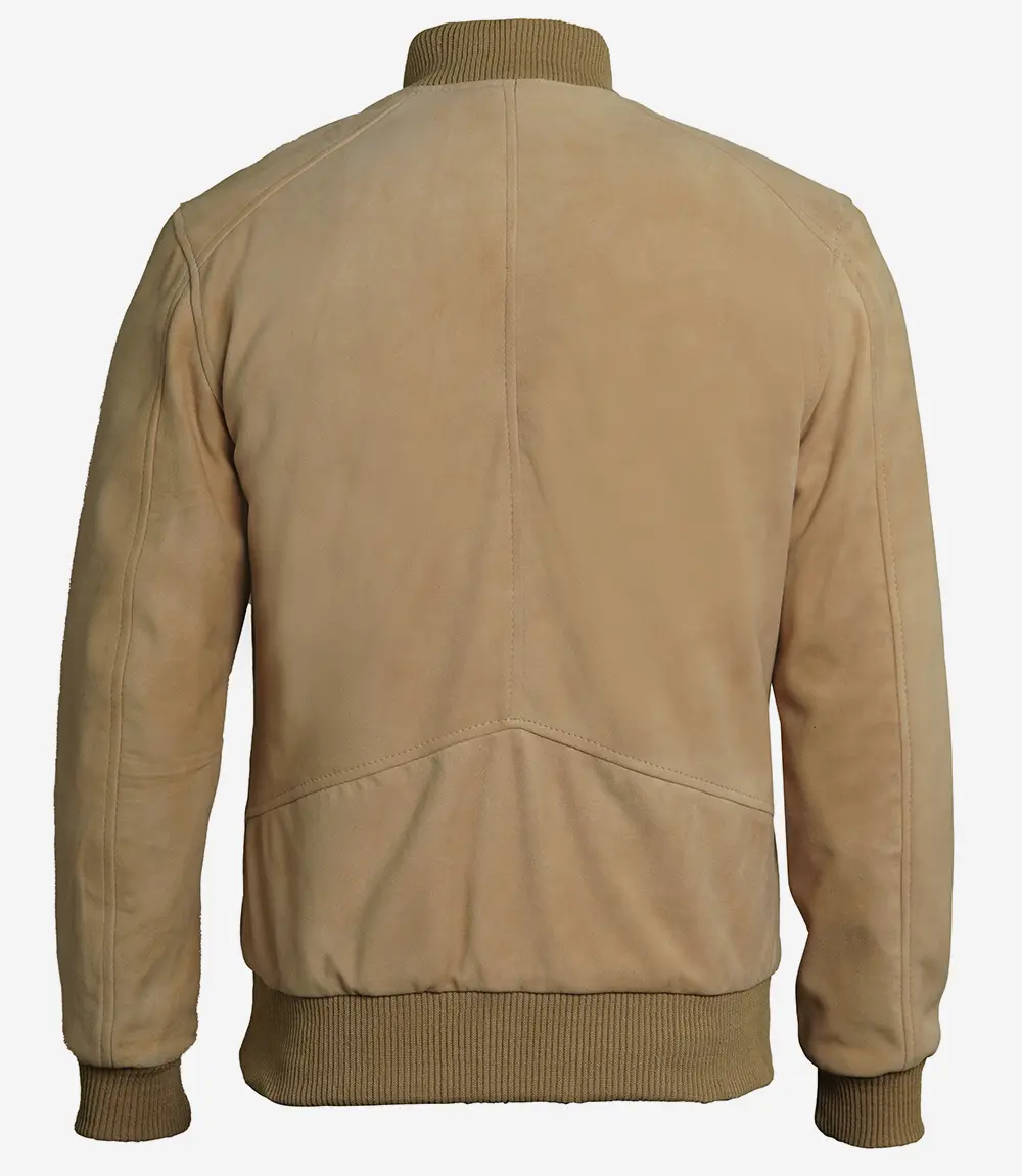 Men's Classic Camel Suede Bomber Jacket