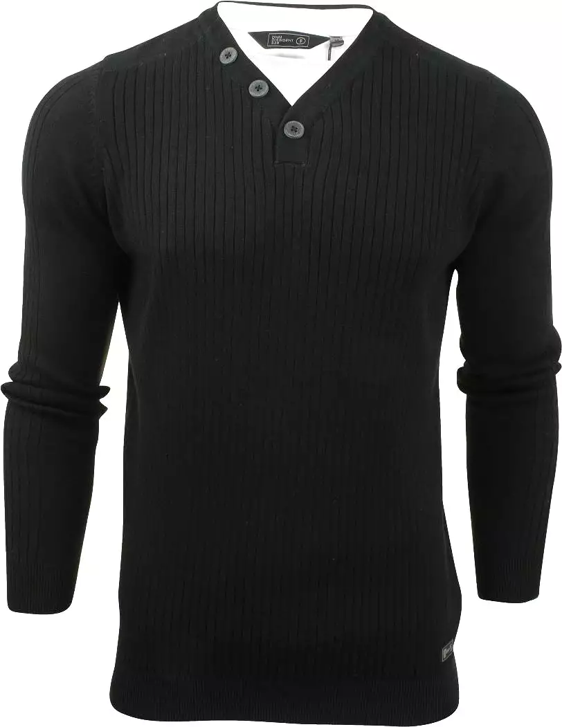 Mens Dissident Ribbed Jumper with Mock T Shirt