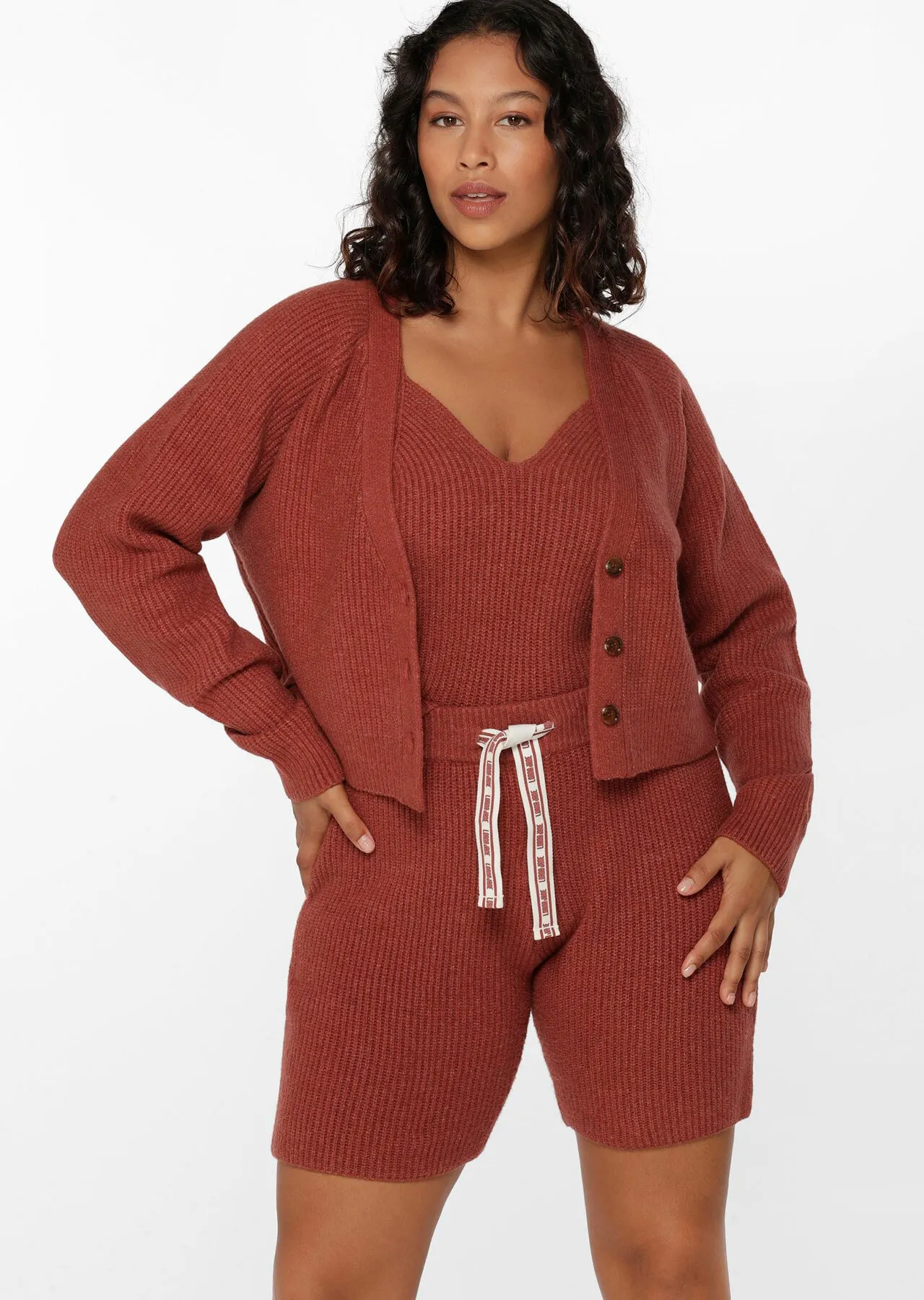 Merino Blend Knit Cardi | Brown | Long Sleeve | Lorna Jane Australia