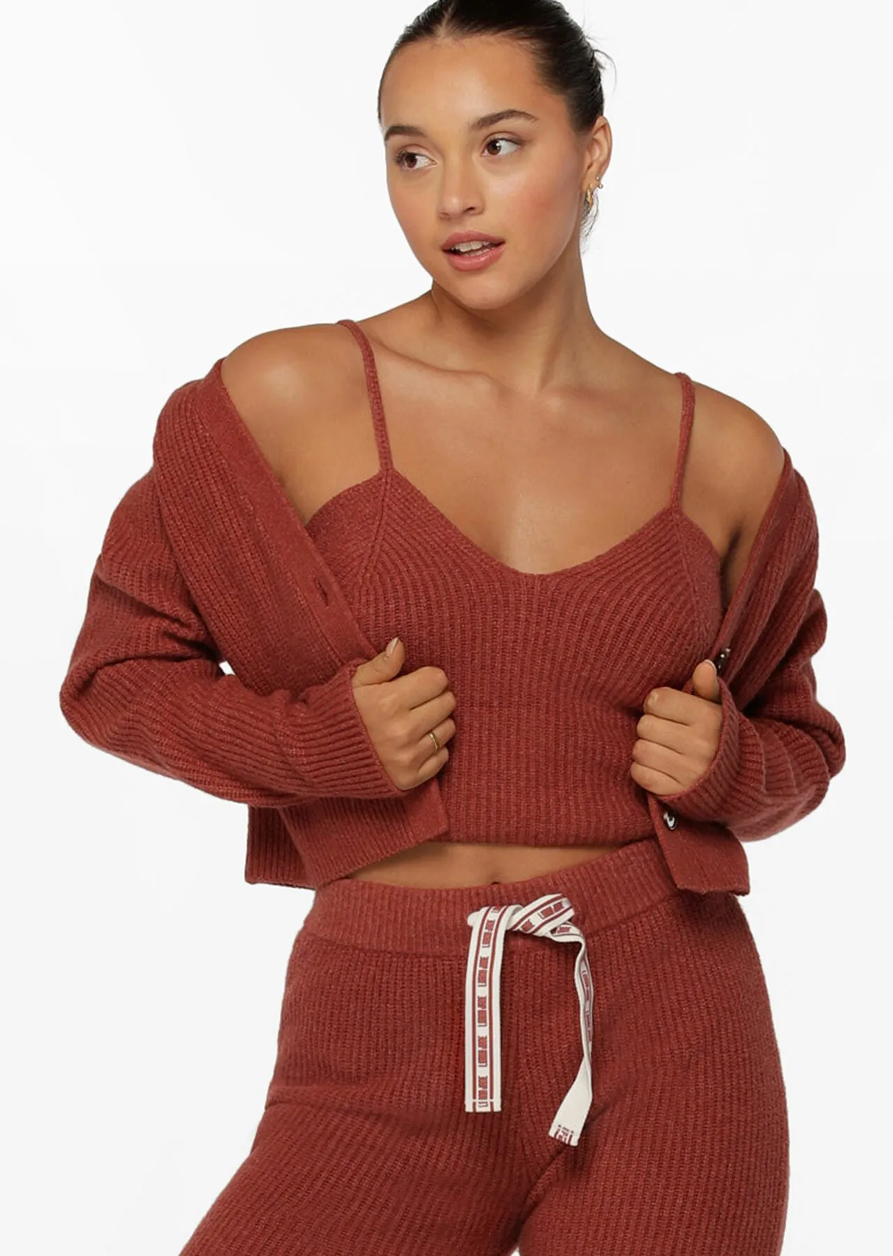 Merino Blend Knit Cardi | Brown | Long Sleeve | Lorna Jane Australia